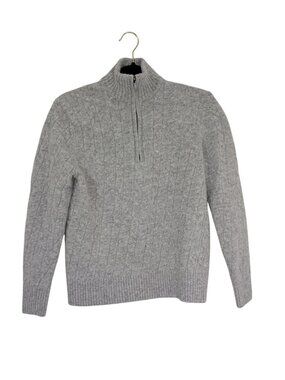 Brooks Brothers Gray Cable Knit Wool Half-Zip Sweater Womens Size M